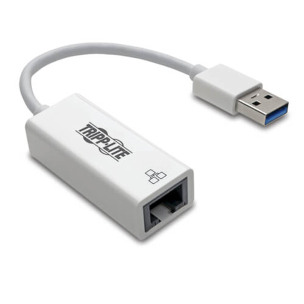 Tripp Lite USB 3.0 SuperSpeed to Gigabit Ethernet NIC Network Adapter, 10/100/1000 Mbps, White 32207