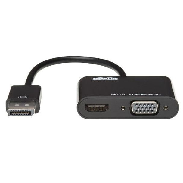 Tripp Lite DisplayPort 1.2 to VGA/HDMI All-in-One Converter Adapter, 4K x 2K HDMI @ 24/30Hz 33310