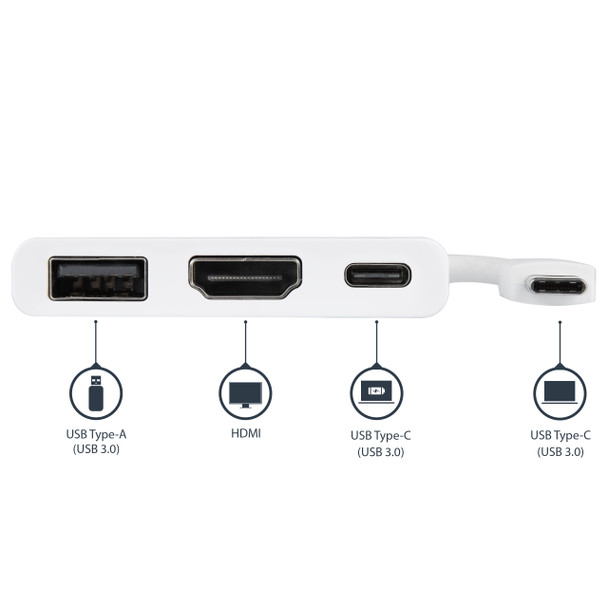 StarTech.com USB-C Multiport Adapter with HDMI - USB 3.0 Port - 60W PD - White 35580
