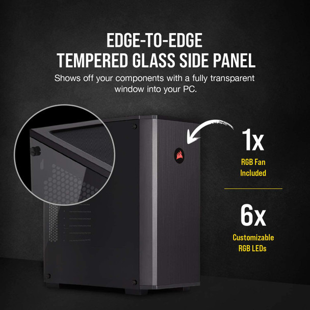 CORSAIR Carbide Series 175R RGB Tempered Glass Mid-Tower ATX Gaming Case, Black - CC-9011171-WW