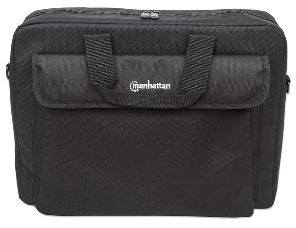 Manhattan London Laptop Bag 15.6", Top Loader, Accessories Pocket, Shoulder Strap (removable), Notebook Case, Black, Three Year Warranty 37181
