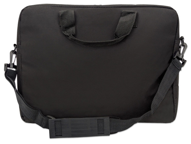 Manhattan London Laptop Bag 15.6", Top Loader, Accessories Pocket, Shoulder Strap (removable), Notebook Case, Black, Three Year Warranty 37181