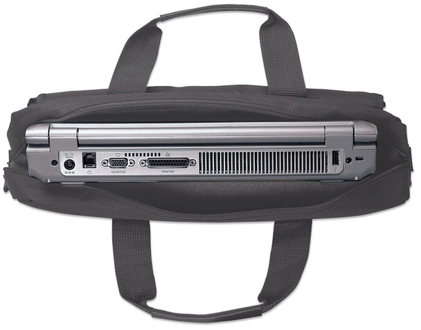 Manhattan London Laptop Bag 15.6", Top Loader, Accessories Pocket, Shoulder Strap (removable), Notebook Case, Black, Three Year Warranty 37181