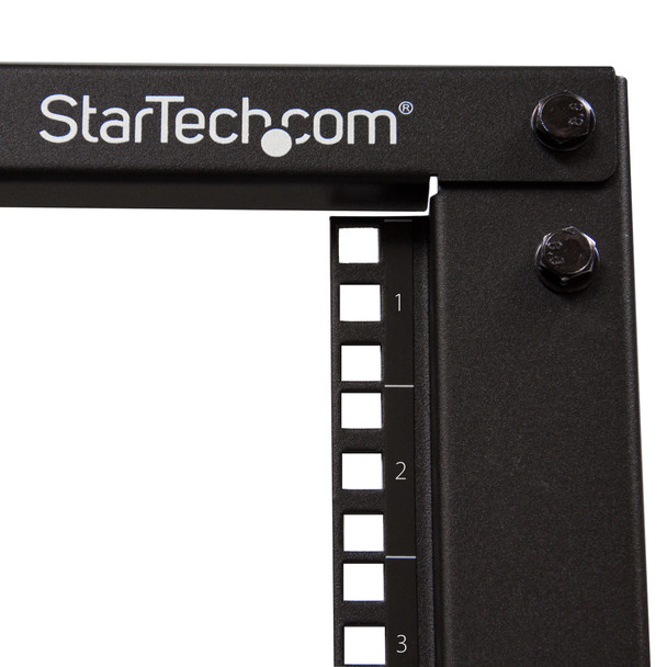 StarTech.com Armadio Server Rack con 4 staffe a Telaio Aperto 12U con profondità regolabile da 59-104cm - Rack per apparecchiature di rete con rotelle, livellatori e gestione dei cavi 37424