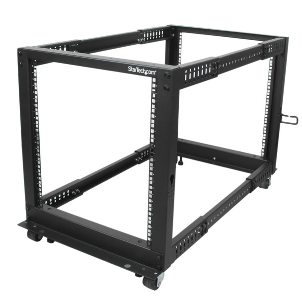 StarTech.com Armadio Server Rack con 4 staffe a Telaio Aperto 12U con profondità regolabile da 59-104cm - Rack per apparecchiature di rete con rotelle, livellatori e gestione dei cavi 37424