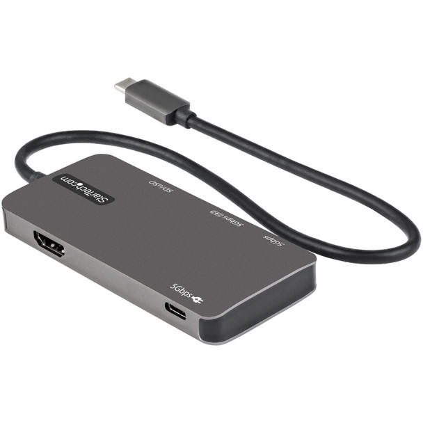 StarTech.com USB C Multiport Adapter - USB-C to 4K HDMI, 100W Power Delivery Pass-through, SD/MicroSD Slot, 3-Port USB 3.0 Hub - USB Type-C Mini Dock - 12" (30cm) Long Attached Cable DKT30CHSDPD 065030891783