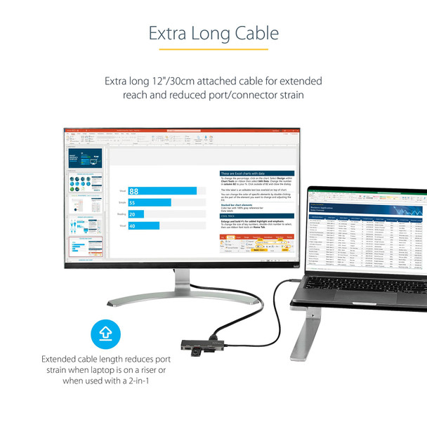 StarTech.com USB C Multiport Adapter - USB-C to 4K HDMI, 100W Power Delivery Pass-through, SD/MicroSD Slot, 3-Port USB 3.0 Hub - USB Type-C Mini Dock - 12" (30cm) Long Attached Cable DKT30CHSDPD 065030891783