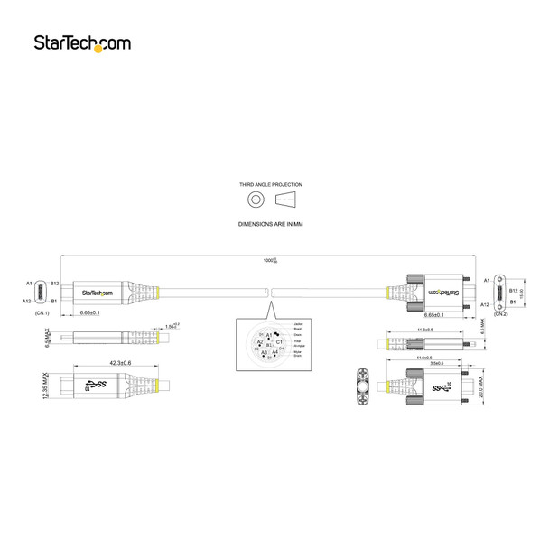 StarTech.com USB31CCSLKV1M USB cable 1 m USB 3.2 Gen 2 (3.1 Gen 2) USB C Black, Grey USB31CCSLKV1M 065030893459