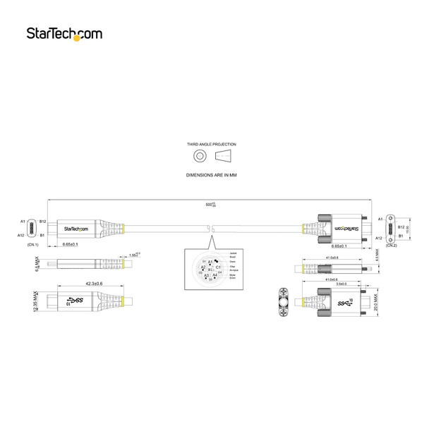 StarTech.com USB31CCSLKV50CM USB cable 0.5 m USB 3.2 Gen 2 (3.1 Gen 2) USB C Grey, Black USB31CCSLKV50CM 065030892957