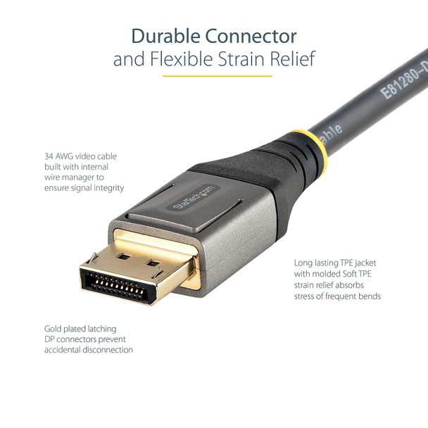 StarTech.com 16ft (5m) VESA Certified DisplayPort 1.4 Cable - 8K 60Hz HDR10 - Ultra HD 4K 120Hz Video - DP 1.4 Cable / Cord - For Monitors/Displays - DisplayPort to DisplayPort Cable - M/M DP14VMM5M 065030889285