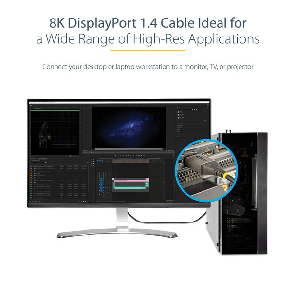 StarTech.com 16ft (5m) VESA Certified DisplayPort 1.4 Cable - 8K 60Hz HDR10 - Ultra HD 4K 120Hz Video - DP 1.4 Cable / Cord - For Monitors/Displays - DisplayPort to DisplayPort Cable - M/M DP14VMM5M 065030889285