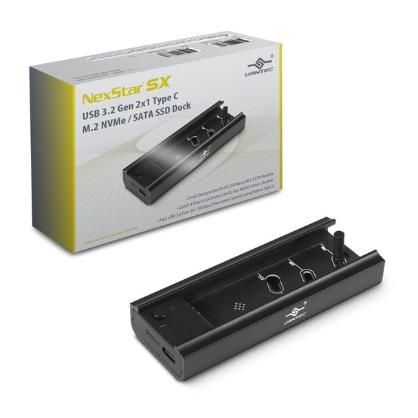 Vantec Accessory NST-D209C3-BK NexStar SX USB3.2 Gen2x1 Type C M.2 NVMe/SATA SSD Dock Retail