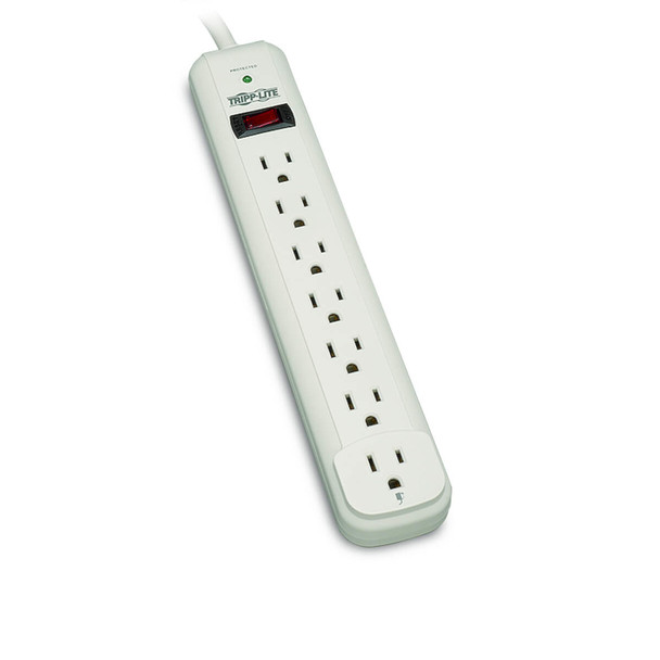 Tripp Lite Protect It! 7-Outlet Surge Protector, 12-ft. Cord, 1080 Joules, Light Gray Housing TLP712 037332115904