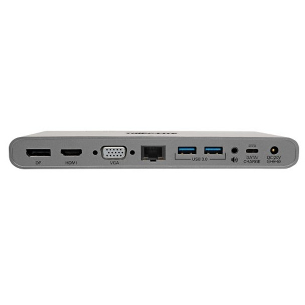 Tripp Lite USB-C Docking Station, HDMI, VGA, DP, USB-A/C, GbE, 100W PD Charging, Power Supply Included – 4K @ 30 Hz, Thunderbolt 3, Silver 37724