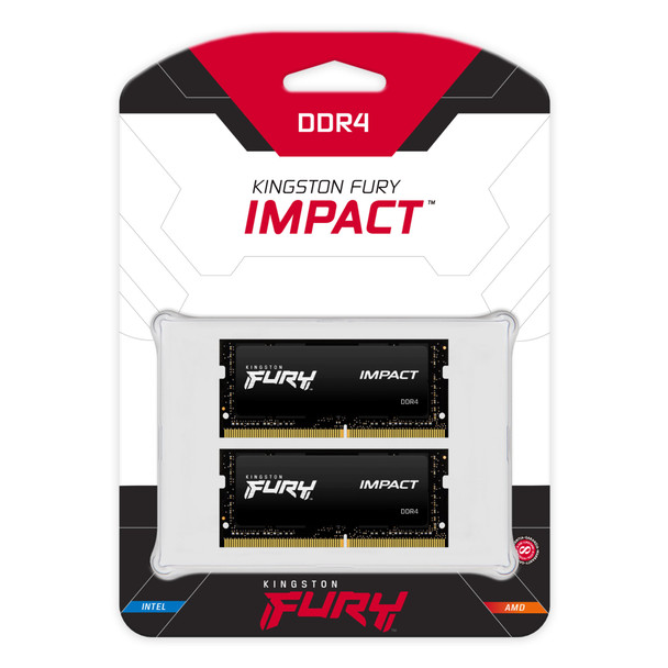 Kingston Technology KINGSTON 64GB 2666MHZ DDR4 CL16 SODIMM (KIT OF 2) FURY IMPACT KF426S16IBK2/64 740617318531