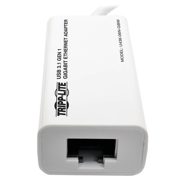 Tripp Lite U436-06N-GBW USB-C to Gigabit Network Adapter, Thunderbolt 3 Compatibility - White U436-06N-GBW 037332189240