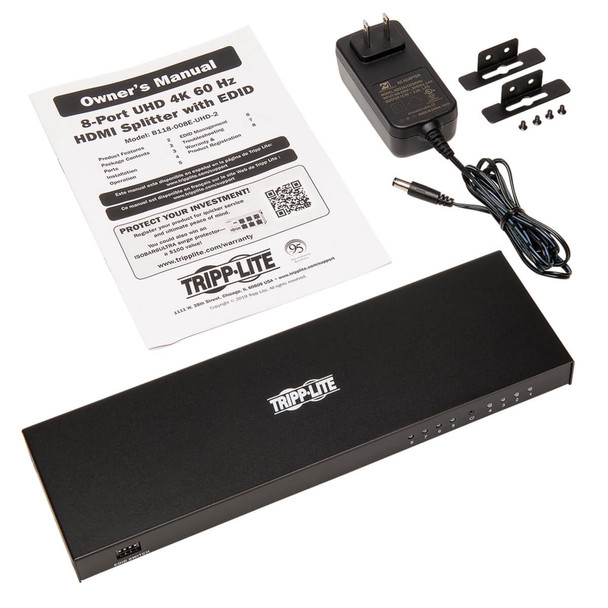 Tripp Lite 8-Port HDMI Splitter - HDMI 2.0, 4K @ 60 Hz, HDCP 2.2, EDID Management B118-008E-UHD-2 037332239907