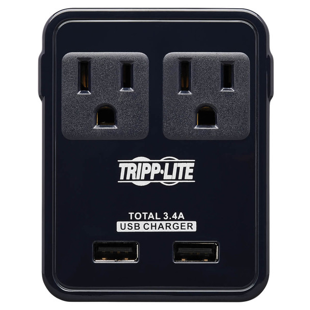 Tripp Lite Safe-It 2-Outlet Universal Travel Charger - 5-15R Outlets, 2 Usb Ports, Direct Plug-In With 5 Plug Options, Antimicrobial Protection Sk2Utravam 037332265760