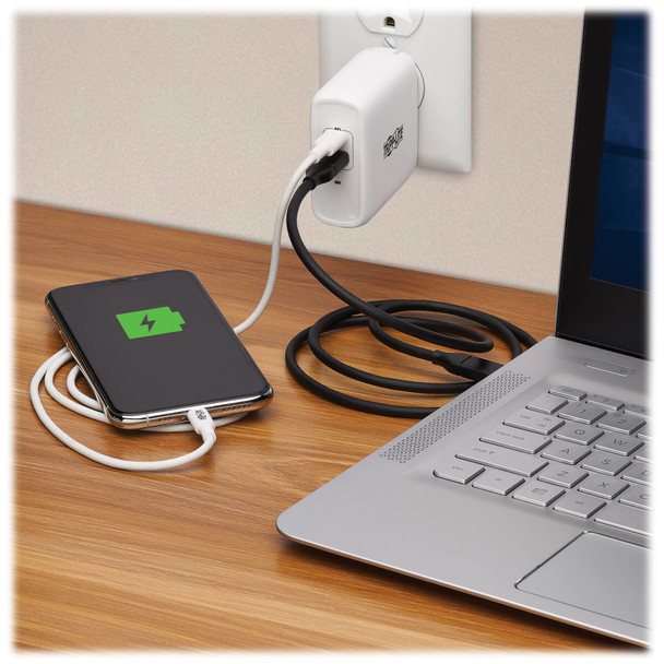 Tripp Lite USB C Wall Charger 2-Port Compact Gan Technology 68W PD3.0 White U280-W02-68C2-G 037332259660