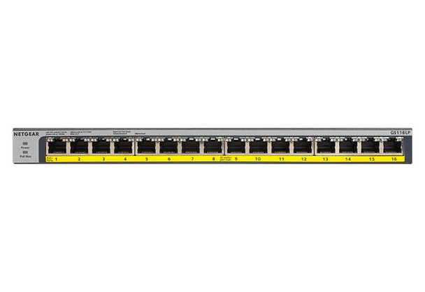 NETGEAR 16Port PoE PoE Gigabit Unmngd GS116LP-100NAS 606449133363