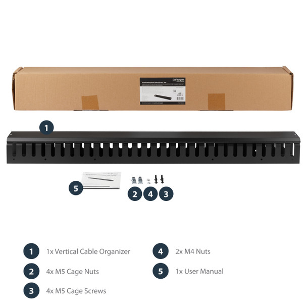 StarTech.com Vertical Cable Organizer with Finger Ducts - 0U - 3 ft. CMVER20UF 065030864794