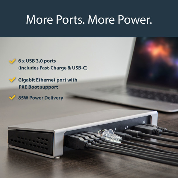 StarTech.com Thunderbolt 3 Dock - Dual Monitor 4K 60Hz TB3 Laptop Docking Station with DisplayPort - 85W Power Delivery Charging - 6-Port USB 3.0 Hub, SD 4.0, GbE, Audio - Windows & Mac TB3DOCK2DPPD 065030863667