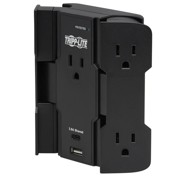 Tripp Lite Safe-IT 5-Outlet Surge Protector - USB-A/USB-C Ports, 5-15P Direct Plug-In, 1050 Joules, Antimicrobial Protection, Black SK5BUCAM 037332263582