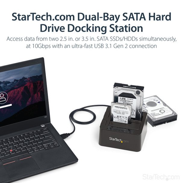 StarTech.com USB 3.1 (10Gbps) Dual-Bay Dock for 2.5"/3.5" SATA SSD/HDDs SDOCK2U313 065030861663