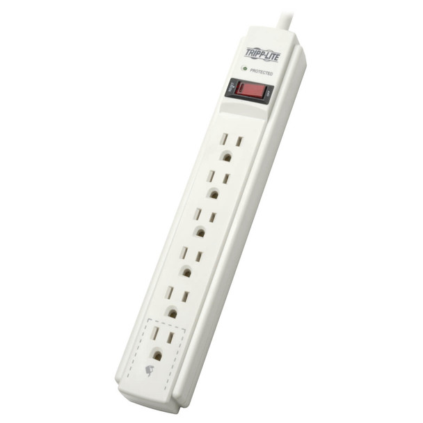 Tripp Lite Protect It! 6-Outlet Surge Protector, 6-ft Cord, 790 Joules, Diagnostic LED, White Housing TLP606 037332119049