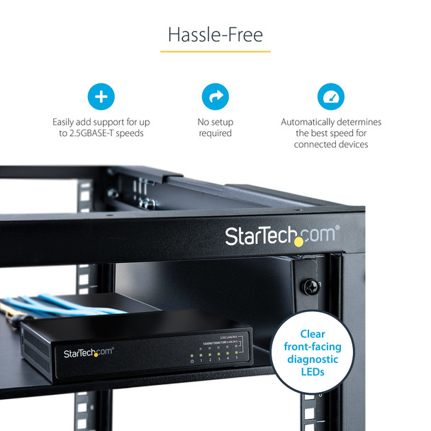 StarTech.com Unmanaged 2.5G Switch - 5 Port Gigabit Switch - 2.5GBASE-T Unmanaged Switch - Network Switch - Desk or Wall Mount - Backwards Compatible with 10/100/1000Mbps devices - All-metal - Auto-MDIX - 9K Jumbo DS52000 065030893183