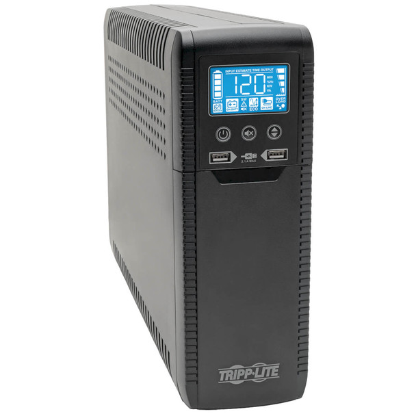 Tripp Lite Line Interactive UPS with USB and 10 Outlets - 120V, 1300VA, 720W, 50/60 Hz, AVR, ECO Series, ENERGY STAR ECO1300LCD 037332205155