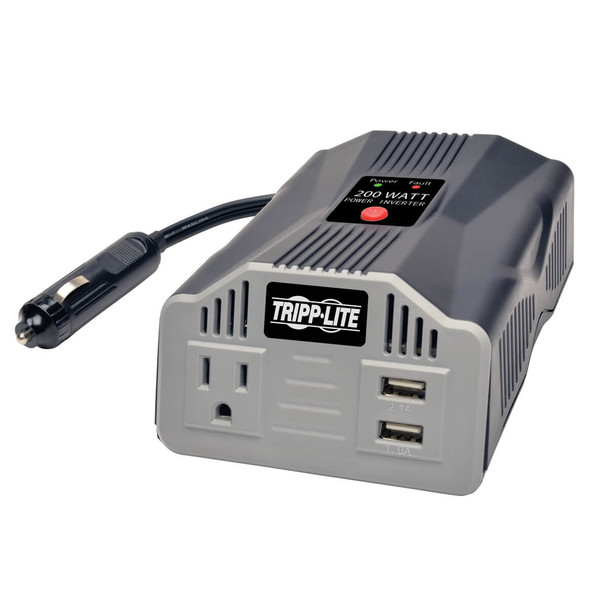 Tripp Lite 200W PowerVerter Ultra-Compact Car Inverter with Outlet and 2 USB Charging Ports PV200USB 037332187918