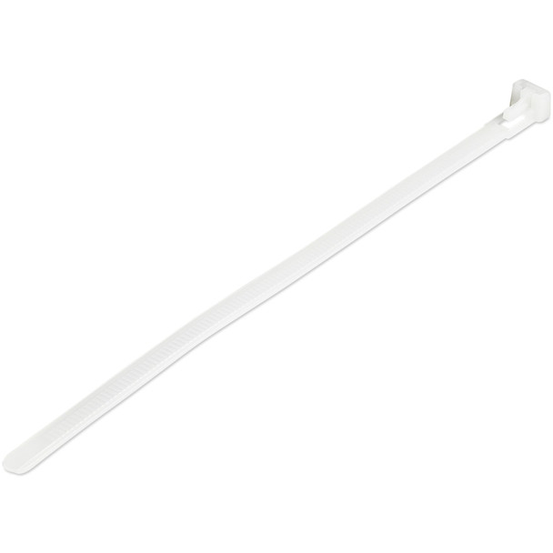 StarTech.com 100 Pack 8" Reusable Cable Ties - White Large Releasable Nylon/Plastic Zip Tie - Resealable Adjustable Electrical/Network Cable Wraps/-40 to +85C Temp/94V-2 Fire & UL Rated TAA CBMZTRB8 065030890496