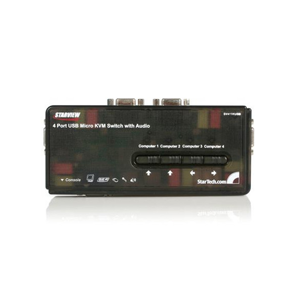 StarTech.com 4 Port Black USB KVM Switch Kit with Cables and Audio SV411KUSB 065030822480