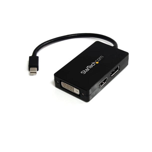 StarTech.com Travel A/V adapter: 3-in-1 Mini DisplayPort to DisplayPort DVI or HDMI converter MDP2DPDVHD 065030844338