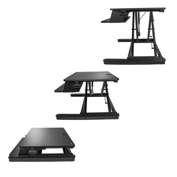 StarTech.com Sit Stand Desk Converter with Keyboard Tray - Large 35” x 21" Surface - Height Adjustable Ergonomic Desktop/Tabletop Standing Workstation - Holds 2 Monitors - Pre-Assembled ARMSTSLG 065030878401