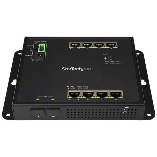 StarTech.com 8-Port Gigabit Ethernet Switch with 2 Open SFP Slots IES101G2SFPW 065030868495