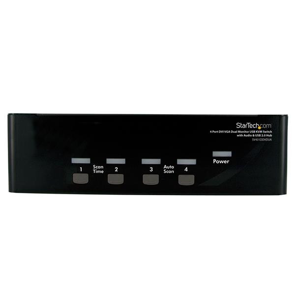 StarTech.com 4 Port DVI VGA Dual Monitor KVM Switch USB with Audio & USB 2.0 Hub SV431DDVDUA 065030835701