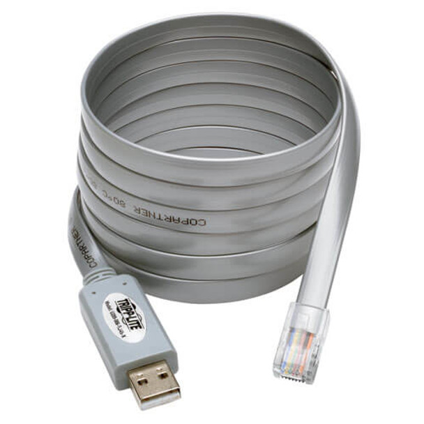 Tripp Lite U209-006-RJ45-X USB-A to RJ45 Serial Rollover Cable (M/M) - Cisco Compatible, 250 Kbps, 6 ft. (1.83 m), Gray U209-006-RJ45-X 037332190017