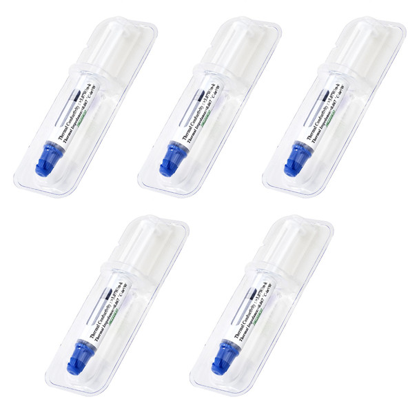 StarTech.com Thermal Paste, High Performance Thermal Paste, Pack of 5 Re-sealable Syringes (1.5g / each), Metal Oxide Heat Sink Compound, CPU/GPU Thermal Grease Paste, RoHS / CE SILV5-THERMAL-PASTE 065030895309