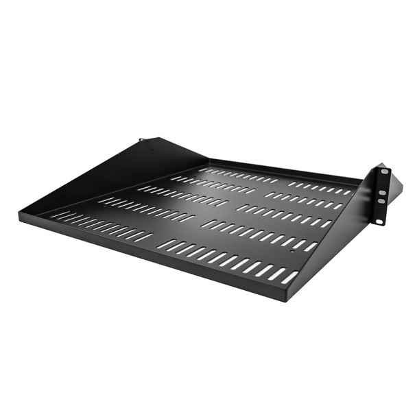 StarTech.com 2U Server Rack Shelf - Universal Vented Rack Mount Cantilever Tray for 19" Network Equipment Rack & Cabinet - Durable Design - Weight Capacity 200lb/91kg - 20" Deep Shelf, Black SHELF-2U-20-CENTER-V 065030893947