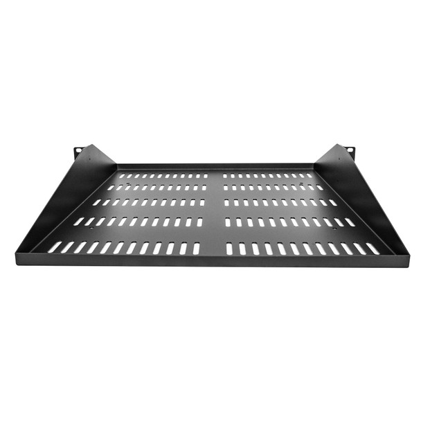 StarTech.com 2U Server Rack Shelf - Universal Vented Rack Mount Cantilever Tray for 19" Network Equipment Rack & Cabinet - Durable Design - Weight Capacity 200lb/91kg - 20" Deep Shelf, Black SHELF-2U-20-CENTER-V 065030893947