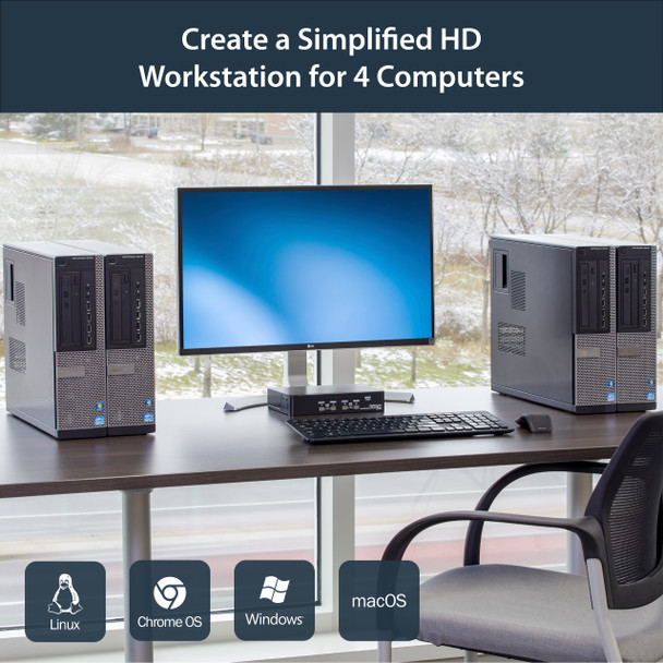 StarTech.com 4 Port USB DisplayPort KVM Switch with Audio SV431DPUA 065030837545