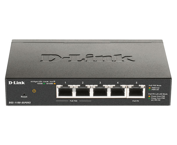 D-Link DGS-1100-05PDV2 network switch Managed Gigabit Ethernet (10/100/1000) Power over Ethernet (PoE) Black DGS-1100-05PDV2 790069453298