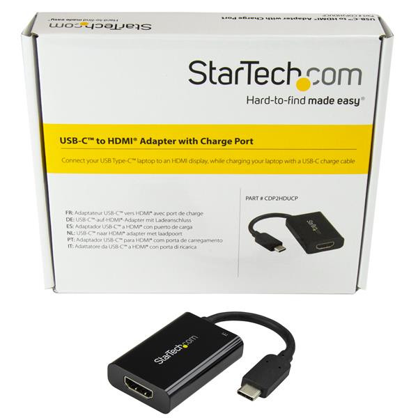 StarTech.com USB C to HDMI 2.0 Adapter with Power Delivery - 4K 60Hz USB Type-C to HDMI Display Video Converter - 60W PD Pass-Through Charging Port - Thunderbolt 3 Compatible - Black CDP2HDUCP 065030866231