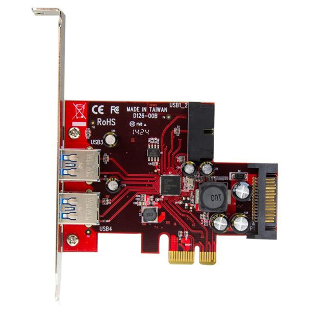 StarTech.com 4-port PCI Express USB 3.0 card - 2 external, 2 internal - SATA power PEXUSB3S2EI 065030860338