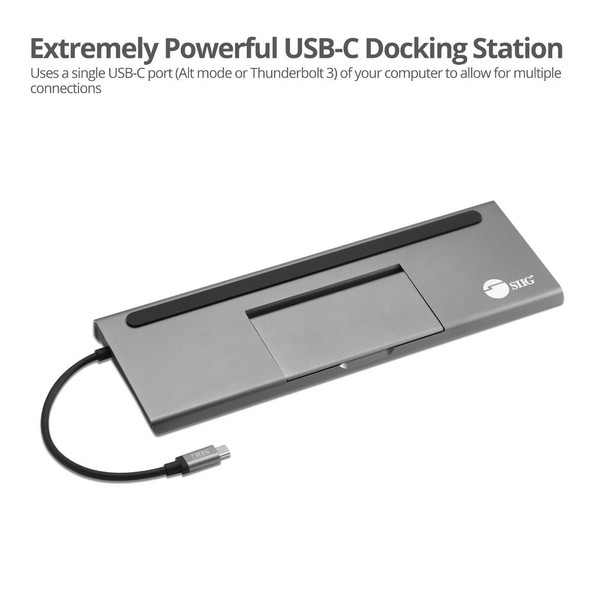 SIIG AC JU-DK0E11-S1 Aluminum USB-C MST Video Docking Station w PD Brown Box