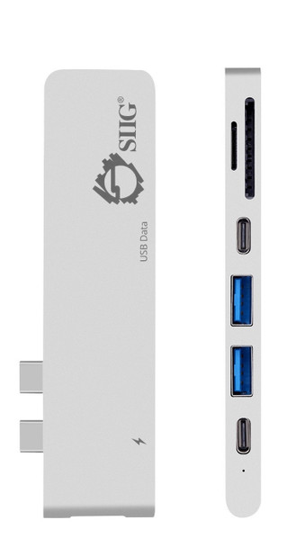 SIIG AC JU-TB0412-S1 Thunderbolt 3 USB-C Hub HDMI w Card Reader&PD ADP Silver