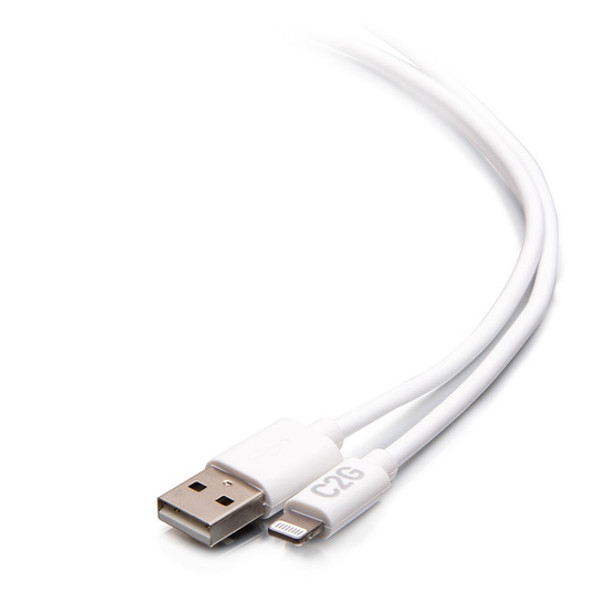 C2G 6ft (1.8m) USB-A Male to Lightning Male Sync and Charging Cable - White C2G29906 757120299066