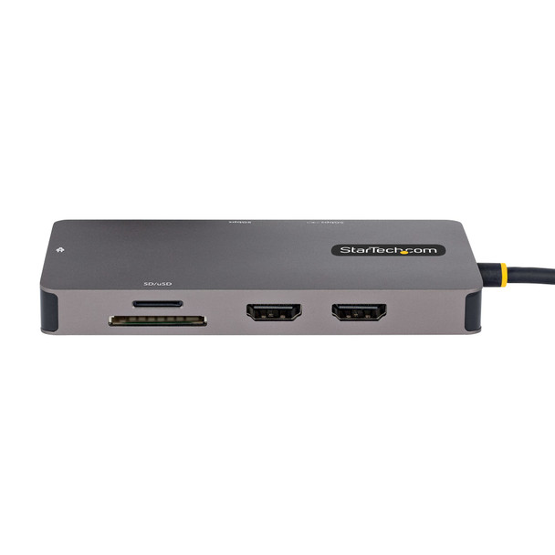 StarTech.com USB C Multiport Adapter, Dual HDMI Video, 4K 60Hz, 2Pt 5Gbps USB-A 3.1 Hub, 100W Power Delivery, GbE, SD/MicroSD, 12"/30cm Cable, Travel Dock, Laptop Docking Station 120B-USBC-MULTIPORT 065030895576